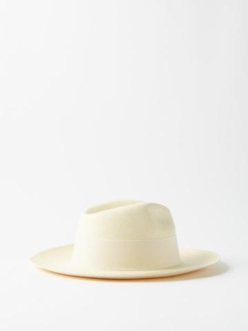 Frescobol Carioca - Rafael Grosgrain-trim Straw Panama Hat - Mens - Off White