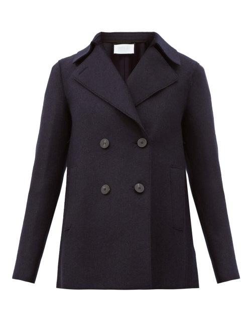 Matchesfashion.com Harris Wharf London - Double-breasted Wool Pea Coat - Womens - Navy