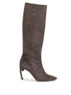 Matchesfashion.com Nicholas Kirkwood - Mira Pearl Heeled Suede Boots - Womens - Grey