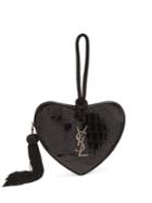 Saint Laurent Love Heart Crocodile-effect Leather Clutch