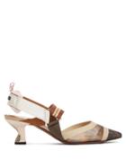 Matchesfashion.com Fendi - Colibri Point Toe Mesh Slingback Pumps - Womens - Beige Multi