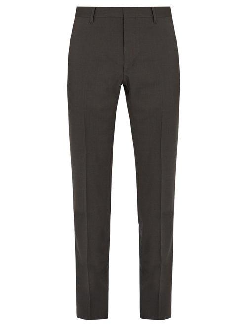 Matchesfashion.com Prada - Mid Rise Slim Leg Wool And Mohair Blend Trousers - Mens - Grey