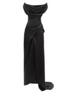 Matchesfashion.com Vivienne Westwood - Dione Draped Off-the-shoulder Satin Gown - Womens - Black
