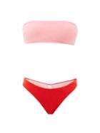 Matchesfashion.com Zimmermann - Poppy Two-tone Terry Bandeau Bikini - Womens - Red Multi