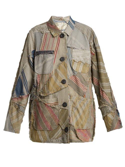 Matchesfashion.com By Walid - Linda 19th Century Patchwork Linen Jacket - Womens - Blue Multi