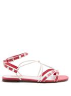 Matchesfashion.com Valentino - Free Rockstud Leather Sandals - Womens - Pink White