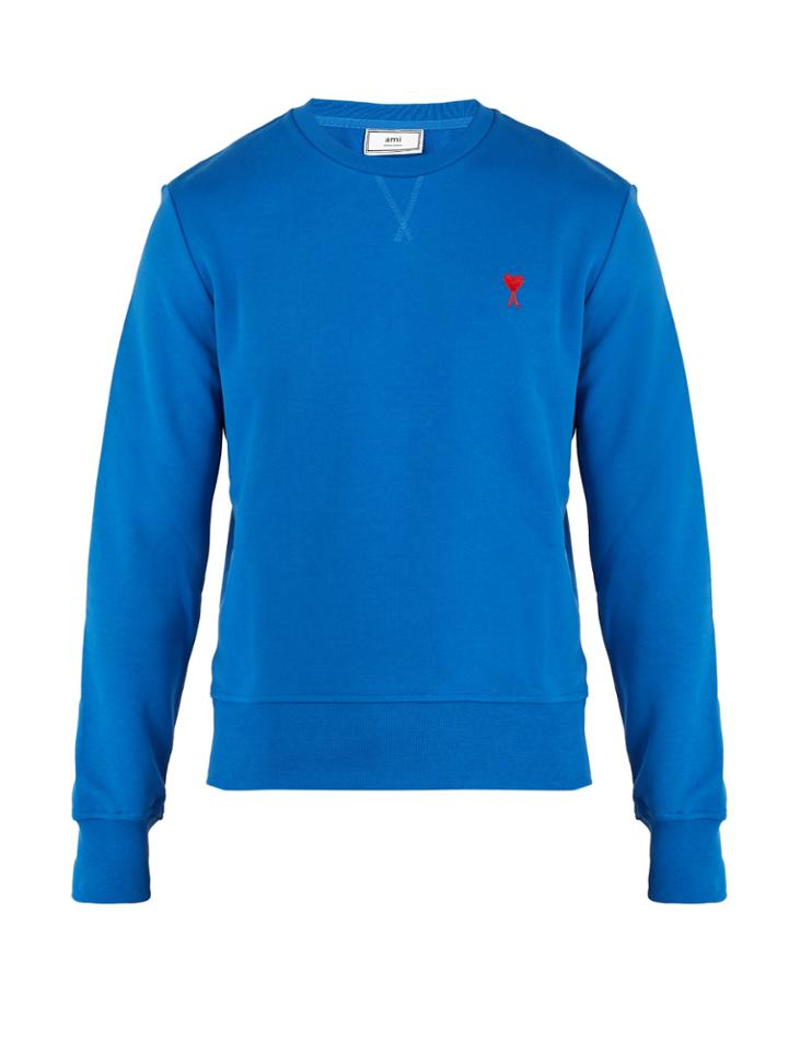 Ami Logo-embroidered Cotton Sweatshirt