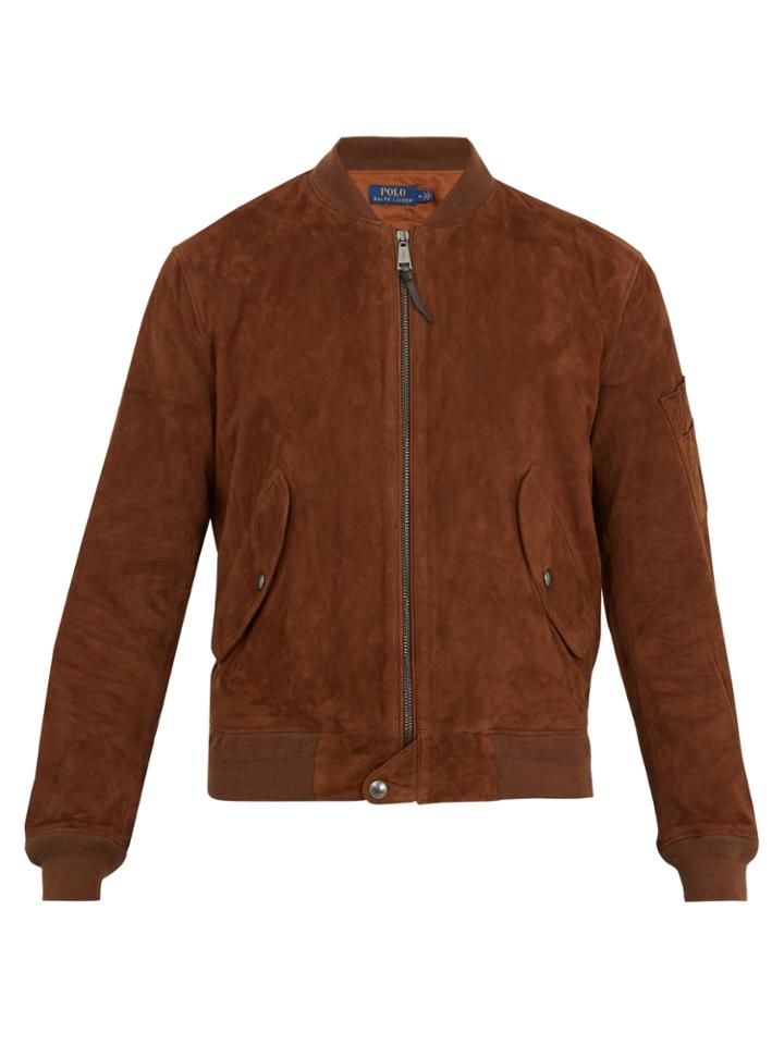 Polo Ralph Lauren Baseball-collar Suede Bomber Jacket