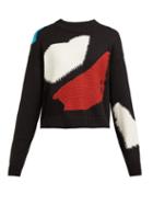 Matchesfashion.com Proenza Schouler Pswl - Intarsia Patchwork Cotton Blend Sweater - Womens - Black Multi