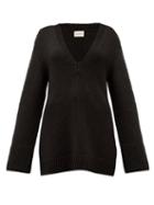 Matchesfashion.com Khaite - Dana Braided Applique Cashmere Sweater - Womens - Black
