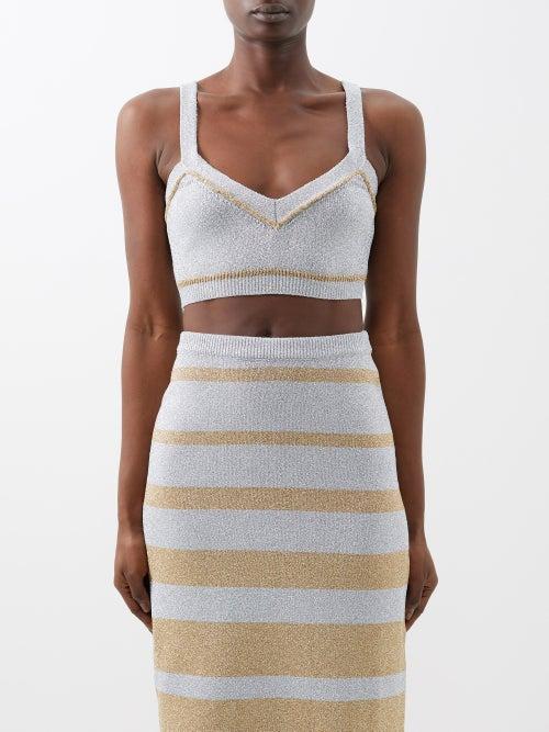 Paco Rabanne - Lam Bralette Top - Womens - Gold Silver