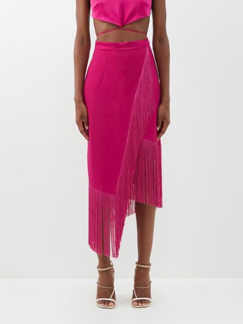 Taller Marmo - Bossa Nova Fringed Crepe Skirt - Womens - Pink