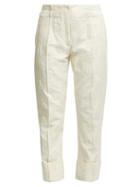 Matchesfashion.com Ann Demeulemeester - Floral-embellished Cotton Trousers - Womens - White
