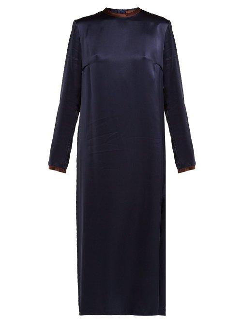 Matchesfashion.com Albus Lumen - Luvia Silk Satin Dress - Womens - Navy