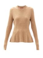 Matchesfashion.com Altuzarra - Frankie Flared Ribbed Cashmere Sweater - Womens - Beige