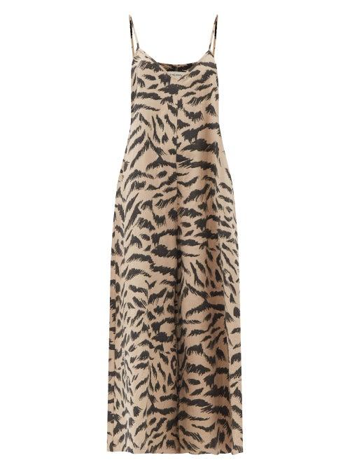 Matchesfashion.com Mara Hoffman - Carly Tiger-jacquard Organic-cotton Jumpsuit - Womens - Brown Multi
