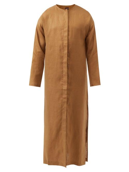 Albus Lumen - Amare Longline Linen-hopsack Tunic - Mens - Brown