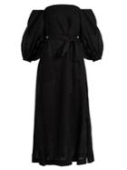 Lisa Marie Fernandez Balloon-sleeve Off-the-shoulder Linen Dress
