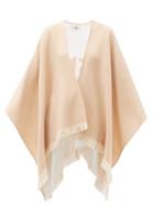 Matchesfashion.com Fendi - Logo-jacquard Fringed Wool Poncho - Womens - Light Pink