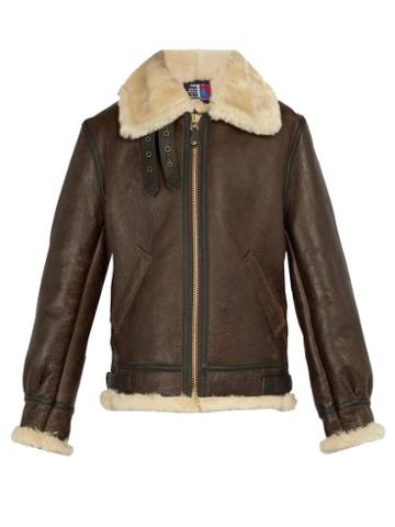 Matchesfashion.com Schott - Shearling Leather Jacket - Mens - Brown