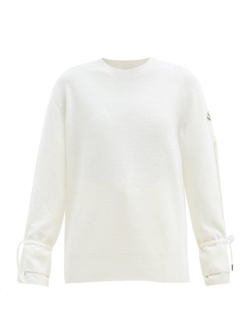 Matchesfashion.com Moncler - Logo-patch Tie-sleeve Wool Sweater - Womens - White