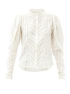 Matchesfashion.com Isabel Marant Toile - Reafi Lace-trimmed Cotton-gauze Blouse - Womens - White