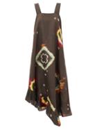 By Walid - Maggy Tie-dye Silk Midi Dress - Womens - Black Print