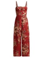 Matchesfashion.com Zimmermann - Juno Floral Print Linen Jumpsuit - Womens - Red Print
