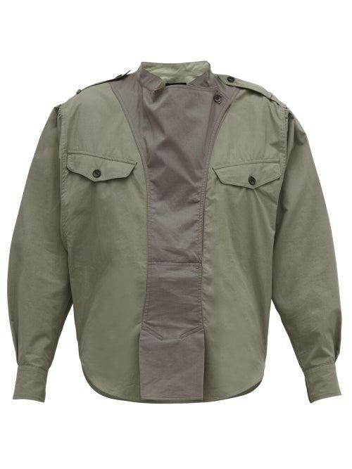 Matchesfashion.com Isabel Marant - Parlam Panelled Cotton Poplin Shirt - Womens - Beige