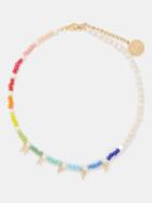 By Alona - Happy Zirconia, Pearl & 18kt Gold-plated Necklace - Womens - Rainbow