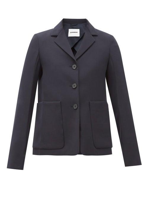 Matchesfashion.com Jil Sander - Single-breasted Patch Pocket Wool Jacket - Womens - Navy