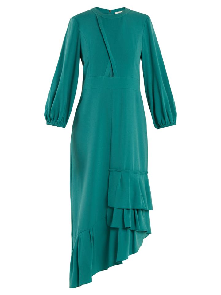 Tibi Savanna Asymmetric Ruffled Crepe Dress