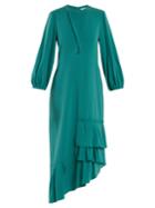 Tibi Savanna Asymmetric Ruffled Crepe Dress