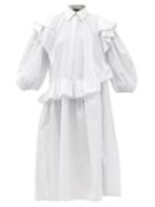 Matchesfashion.com Preen By Thornton Bregazzi - Emiko Ruffled Organic Cotton-blend Dress - Womens - White