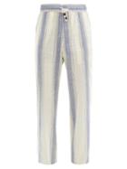 Matchesfashion.com Smr Days - Drawstring High-rise Striped Cotton Trousers - Mens - Blue Multi