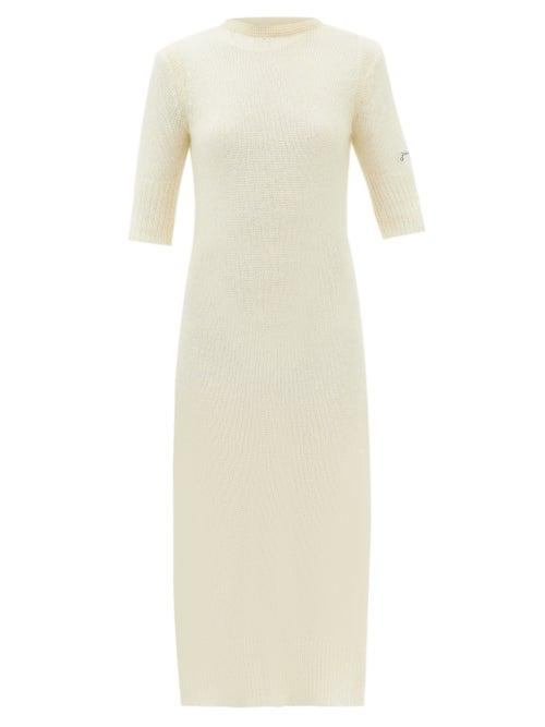 Ganni - Open-back Mohair Midi Dress - Womens - Cream