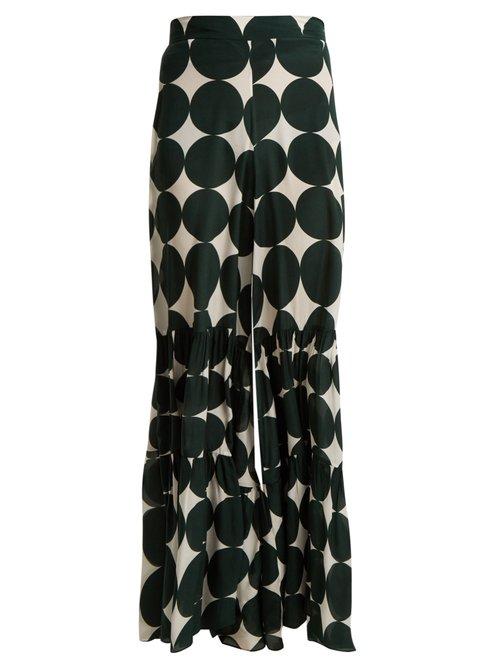 Matchesfashion.com Adriana Degreas - Cacao Polka Dot Print Trousers - Womens - Green Multi