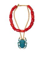 Matchesfashion.com Begum Khan - Scarab Beaded & 24kt Gold-plated Layered Necklace - Womens - Multi
