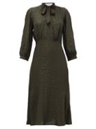 Matchesfashion.com Cefinn - Daria Leopard-jacquard Midi Dress - Womens - Khaki