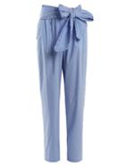 Matchesfashion.com Msgm - Tie Waist Striped Cotton Blend Trousers - Womens - Blue Stripe