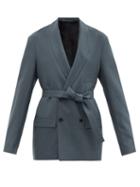 Matchesfashion.com Lemaire - Shawl-lapel Double-breasted Crepe Blazer - Womens - Dark Grey