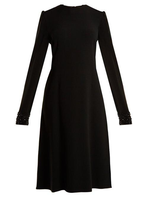 Matchesfashion.com Rochas - Open Back Bead Embellished Cady Dress - Womens - Black