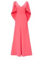 Matchesfashion.com Carolina Herrera - Cape Sleeve Crepe Palazzo Jumpsuit - Womens - Pink