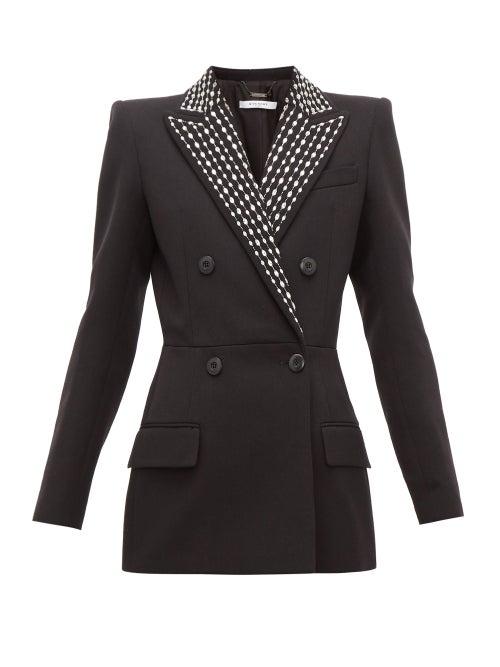 Matchesfashion.com Givenchy - Crystal Embellished Wool Blend Drill Suit Jacket - Womens - Black