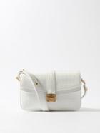 Balenciaga - Lady Flap S Crocodile-effect Shoulder Bag - Womens - White