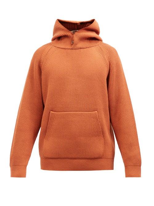 Auralee - Hooded Ribbed-wool Sweater - Mens - Orange