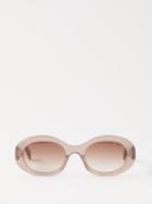 Celine Eyewear - Triomphe Oval Acetate Sunglasses - Womens - Light Brown