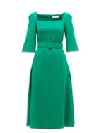 Matchesfashion.com Goat - Jubilee Belted Crepe Midi Dress - Womens - Green