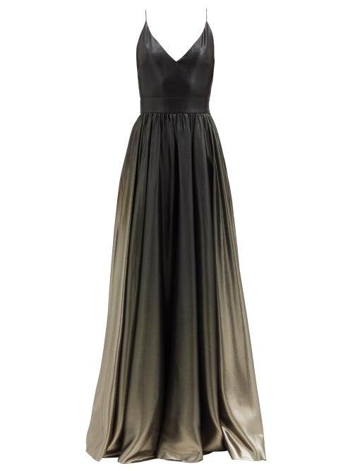 Matchesfashion.com Givenchy - V-neck Ombr Silk-blend Lam Gown - Womens - Khaki Multi