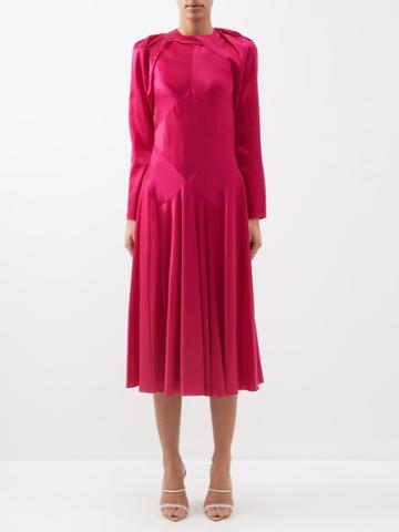 E.stott - Frida Detachable-sleeve Silk Midi Dress - Womens - Fuschia